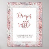 Roze Zilveren Sneeuwvlokken Luier Raffle Baby show Poster (Voorkant)