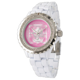 Roze & Zilveren Vlinder en Infinity Teken Horloge