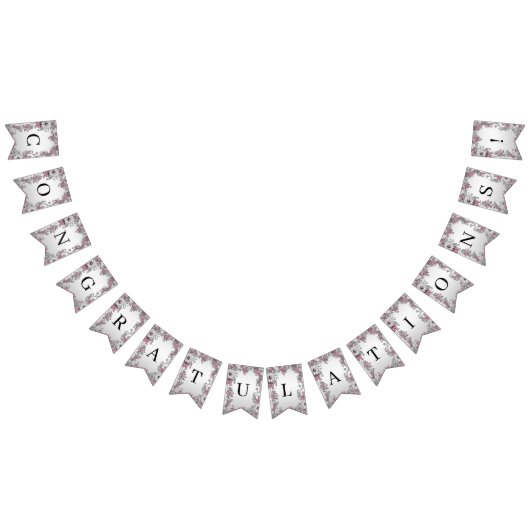 Roze Zilveren Witte Bloemen Bunting Vlag Vlaggetjes (Alle)