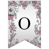 Roze Zilveren Witte Bloemen Bunting Vlag Vlaggetjes (Tweede vlag)