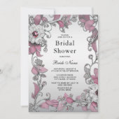 Roze Zilveren Witte Bloemen Vrijgezellenfeest Kaart (Voorkant)