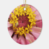 Roze Zinnia Aangepaste verjaardag Keramisch Ornament (Links)