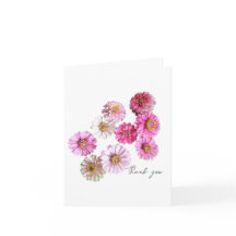 Roze Zinnia Bedankt Card