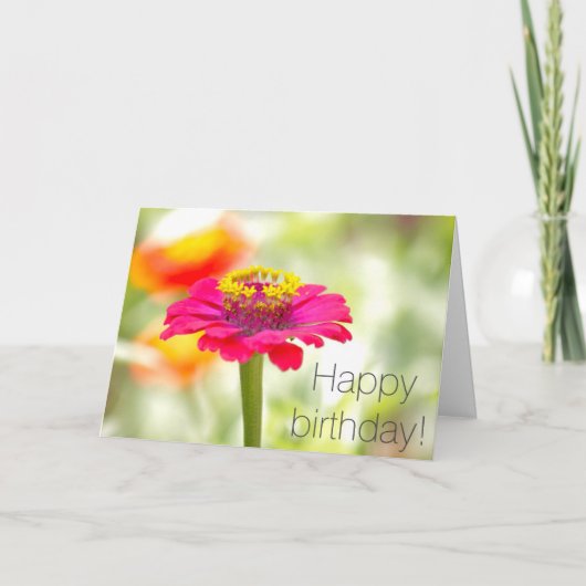Roze Zinnia Birthday Card Kaart (Voorkant)