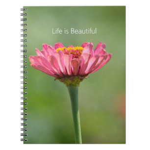 Roze Zinnia Bloem (mijn fotografie) Notitieboek
