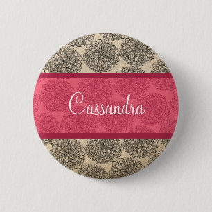 Roze Zinnia-Button Ronde Button 5,7 Cm