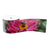 Roze Zinnia en Bumble bee Grosgrain Lint (Spoel)