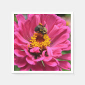 Roze Zinnia en Bumble bee Servetten (Voorkant)