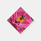 Roze Zinnia en Bumble bee Servetten (Hoek)