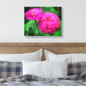 Roze Zinnia Flower Pair Canvas Afdruk (Insitu (Slaapkamer))