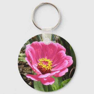  Roze Zinnia Sleutelhanger