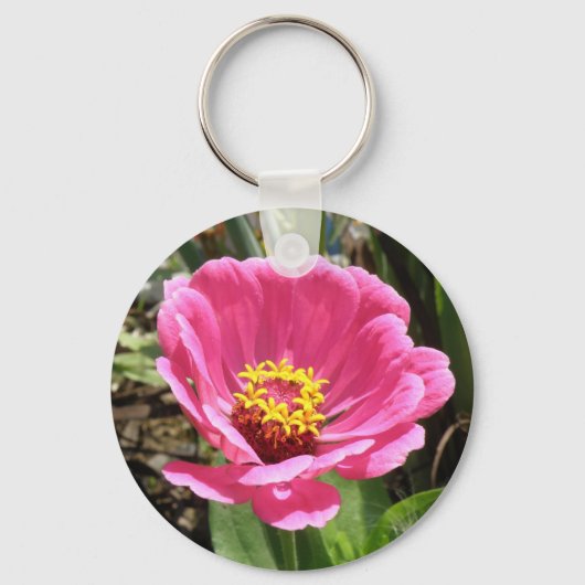  Roze Zinnia Sleutelhanger (Voorkant)