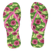 Roze Zinnias op lichtgroen Teenslippers (Voetbed)