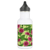 Roze Zinnias op lichtgroen Waterfles (Rechts)