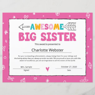 Roze zister Certificate Big Sister