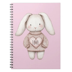 Roze Zoete Cute Konijn Roze Trui Hart Notitieboek