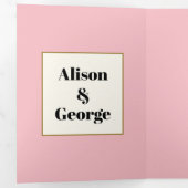 roze zoete erwt en initialen bloemenbruiloft drieluik uitnodiging (Binnenzijde eerst)