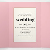 roze zoete erwt en initialen bloemenbruiloft drieluik uitnodiging (Binnenkant midden)