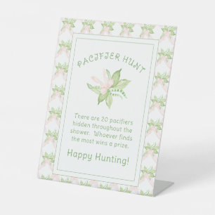 Roze Zoete Erwt Meisje Fopspeen Jacht Baby Shower Reclamebord Met Voetstuk