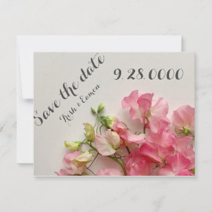 roze zoete erwten, vers save the date