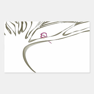 Roze zoete vogel, in een boom origineel rechthoekige sticker
