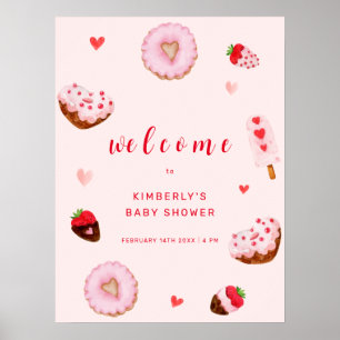 Roze Zoetehart Donuts Welkom Baby Shower Poster