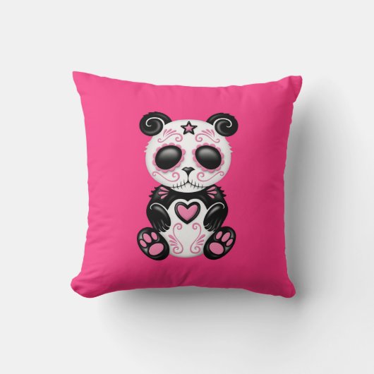 Roze Zombie Sugar Panda Kussen (Voorkant)