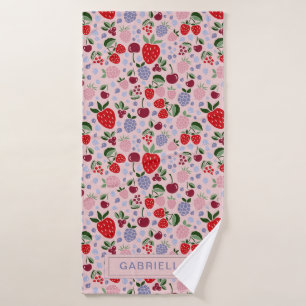 Roze Zomer Fruit Bessen Bruidsmeisje Gepersonalise Badhanddoek