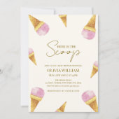 Roze Zomer Hier is het Scoop Ice Cream Baby shower Kaart (Voorkant)
