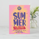 Roze Zomer Party Uitnodiging (Staand voorkant)