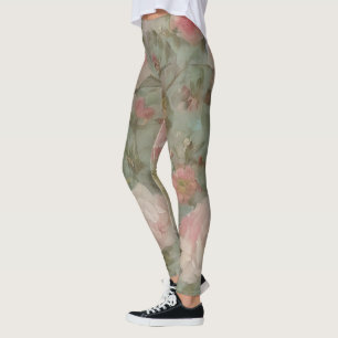 Roze Zomer Rozen Blooms Waterverf Bloem Collage Leggings