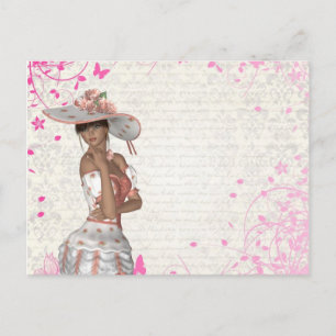 Roze zomermeisje briefkaart