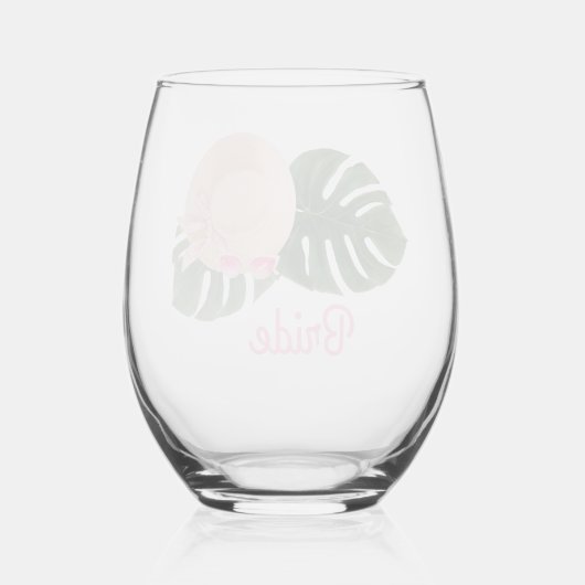 Roze Zomertijd Glam Bachelorette | Bruid Wijnglas Zonder Voet (Achterkant)