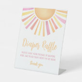 Roze Zon Baby shower Luier Raffle Reclamebord Met Voetstuk (Voorkant)
