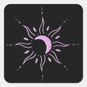 Roze Zon Vierkante Sticker
