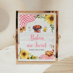 Roze Zonnebloem BBQ Baby shower Baby's zijn Zoet Poster