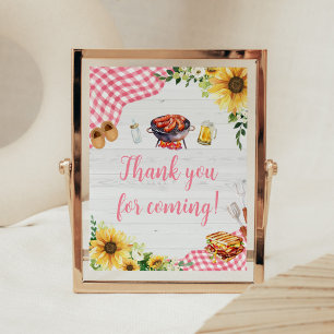 Roze Zonnebloem BBQ Bedankt voor het komen Poster