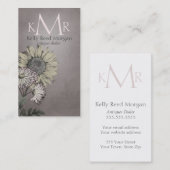Roze  Zonnebloem Monogram Visitekaartje (Voorkant / Achterkant)