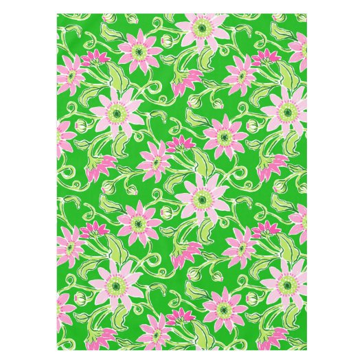 Roze zonnebloemen bloemstuk tafelkleed (Voorkant)