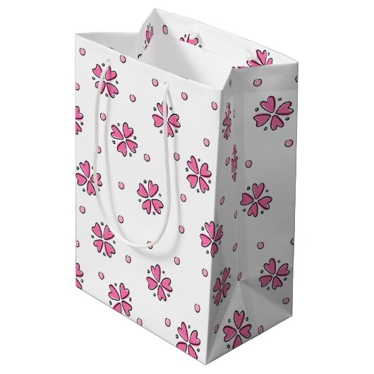 Roze zonnebloemen medium cadeauzakje (Achterkant Gekanteld)
