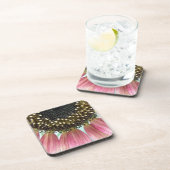 Roze zonnebloemkurk Onderzetter (Rechterzijde)