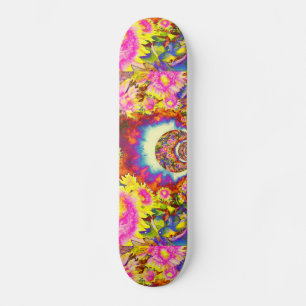 Roze zonnebloemvelden skateboard