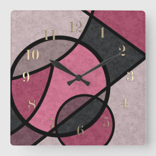 Roze zonnebrand, abstract vierkante klok