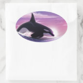 Roze zonneset ovale sticker (Tas)