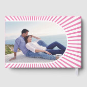 Roze zonnestralen retro roze 70s geïnspireerd huwe gastenboek (Achterkant)