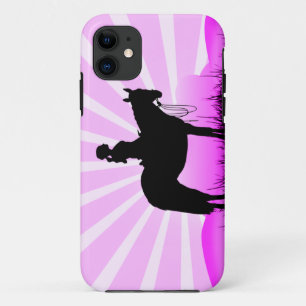 Roze Zonsondergang Cowgirl iPhone Hoesje