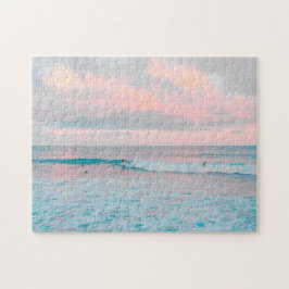 Roze zonsondergang en oceaan legpuzzel