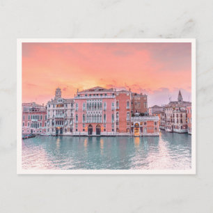 Roze zonsondergang op het Grand Canal Venetië Ital Briefkaart