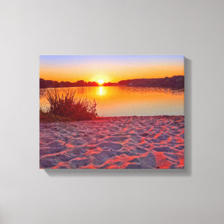 Roze zonsondergang op het Krante Canvas van de Bea Afdruk