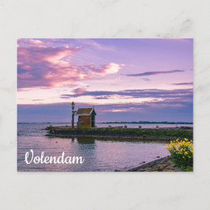 Roze zonsondergang over het meer briefkaart